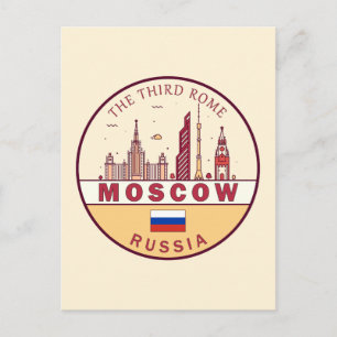 Moskou Rusland City Skyline Embleem Briefkaart