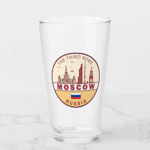 Moskou Rusland City Skyline Embleem Glas