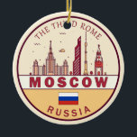 Moskou Rusland City Skyline Embleem Keramisch Ornament<br><div class="desc">Moskouse minimalistische,  kleurrijke kunst ontwerp met monumenten en bezienswaardigheden van de stad in Rusland.</div>