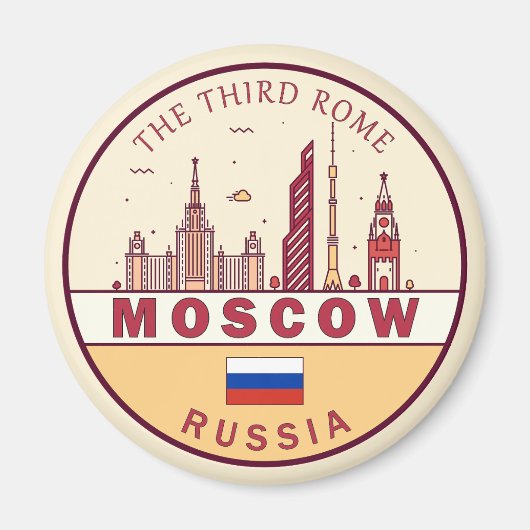 Moskou Rusland City Skyline Embleem Magneet (Voorkant)