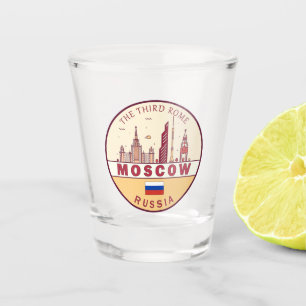 Moskou Rusland City Skyline Embleem Shot Glas