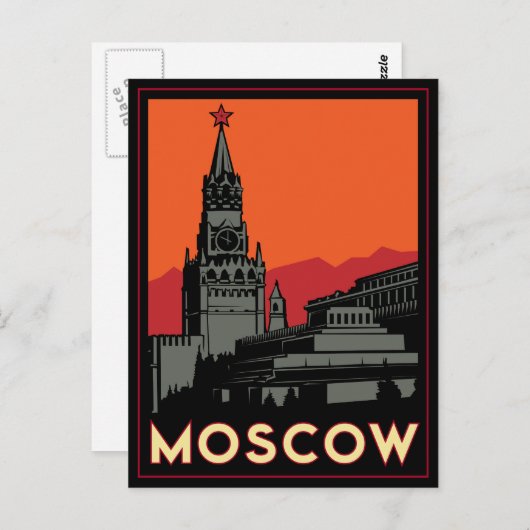 Moskou Rusland het Kremlin art deco retro reis Briefkaart (Voorkant / Achterkant)