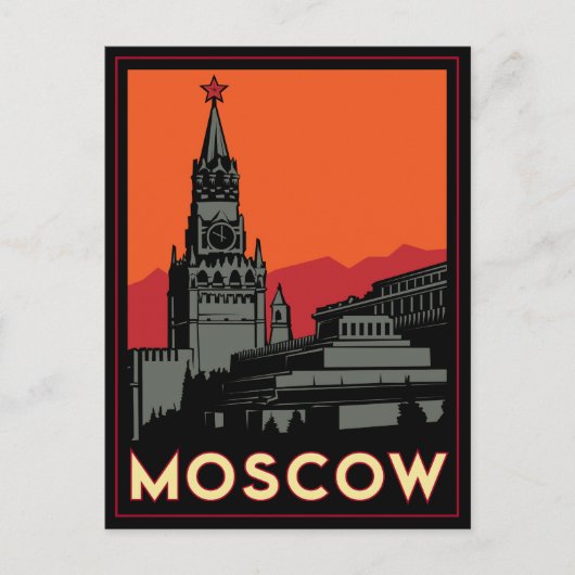 Moskou Rusland het Kremlin art deco retro reis Briefkaart (Voorkant)