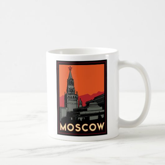 moskou rusland kremlin art deco retro koffiemok (Rechts)