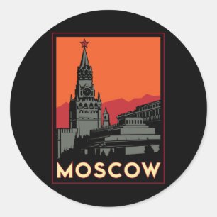 moskou rusland kremlin art deco retro ronde sticker
