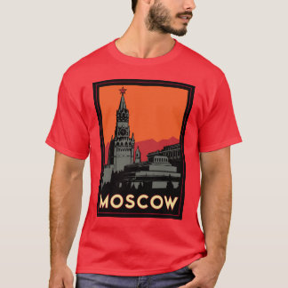 moskou rusland kremlin art deco retro t-shirt