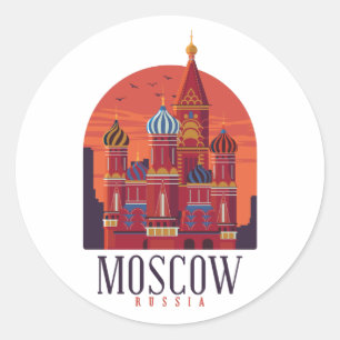 Moskou Rusland Kremlin Skyline Ronde Sticker