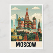 Moskou Rusland Kunst Vintage Reizen Illustratie Briefkaart (Voorkant)