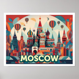 Moskou Rusland Reis artistiek kleurrijk Poster