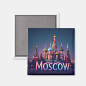 🧲 Moskou Rusland Reis Herinnering Neon effect Magneet (Voorkant / Achterkant)