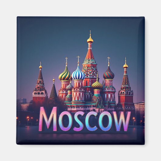 🧲 Moskou Rusland Reis Herinnering Neon effect Magneet (Voorkant)