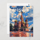 Moskou Rusland Reizen Kunst Vintage Briefkaart (Voorkant / Achterkant)