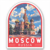 Moskou Rusland Reizen Kunst Vintage Sticker (Voorkant)