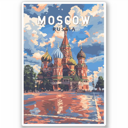 Moskou Rusland Reizen Kunst Vintage Sticker (Voorkant)