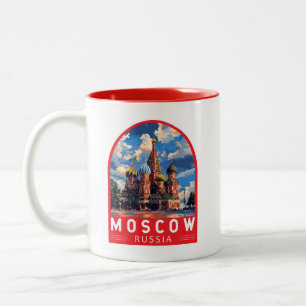 Moskou Rusland Reizen Kunst Vintage Tweekleurige Koffiemok