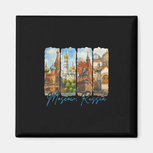 Moskou Rusland Reizen Trip Penseelstreek Souvenir Magneet