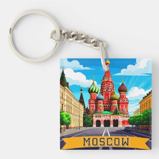 🧲 Moskou Rusland Stad Herinnering Sleutelhanger (voorkant)