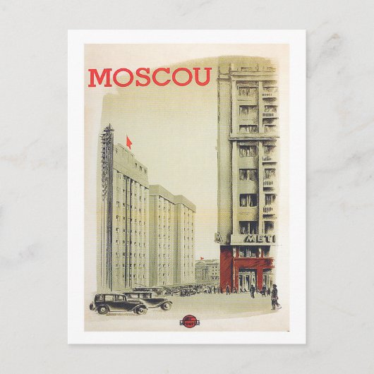 Moskou, Rusland, stadscentrum, gebouwen, vintage Briefkaart (Voorkant)