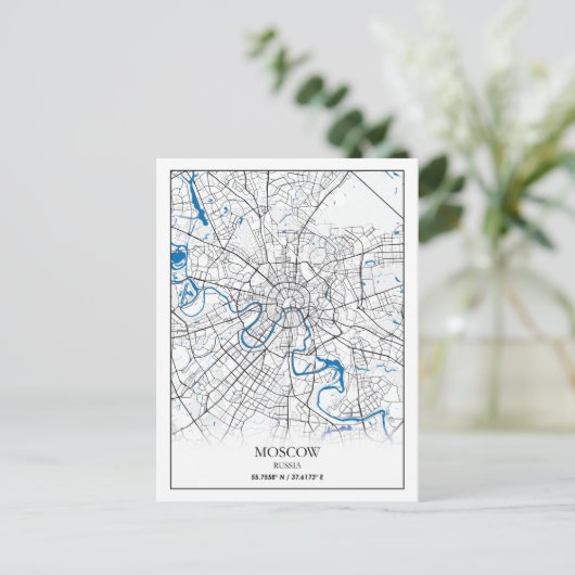 Moskou Rusland Stadskaarten Eenvoudig Poster reize Briefkaart (Staand voorkant)