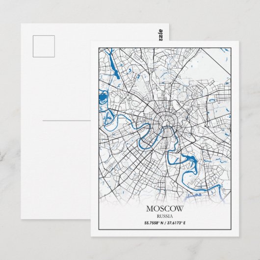 Moskou Rusland Stadskaarten Eenvoudig Poster reize Briefkaart (Voorkant / Achterkant)