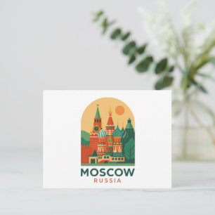 Moskou Rusland Vintage Reis Kunst Retro Briefkaart