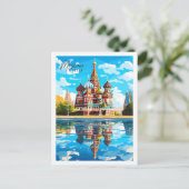 Moskou Rusland vintage reisillustratie Briefkaart (Staand voorkant)