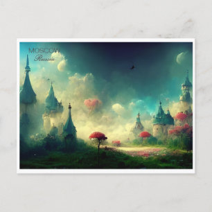 Moskou Rusland Vintage reizen Stadsstraten Briefkaart