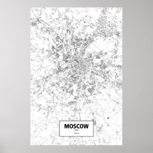Moskou, Rusland (zwart op wit) Poster