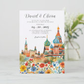 Moskou Russische Waterverf Bruiloft Kaart (Staand voorkant)