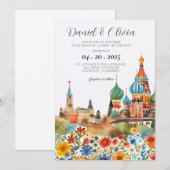 Moskou Russische Waterverf Bruiloft Kaart (Voorkant / Achterkant)