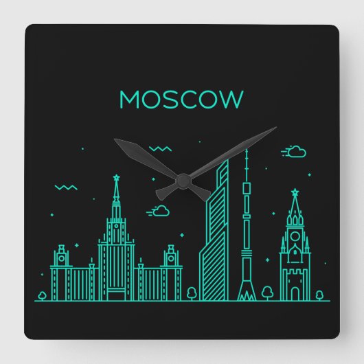 Moskou silhouet vierkante klok (Voorkant)