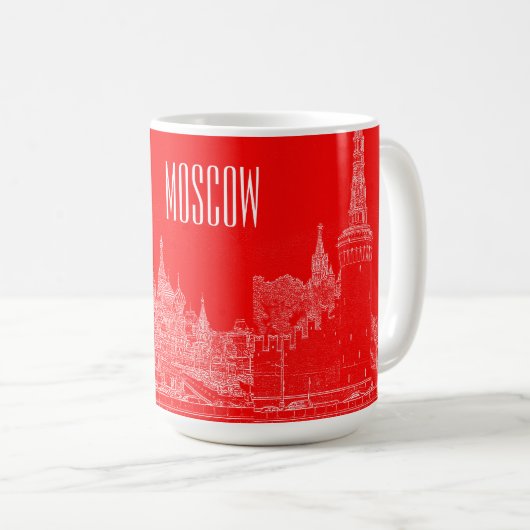 Moskou Sint-Basilkathedraal Roodplein Schets Koffiemok (Voorkant rechts)