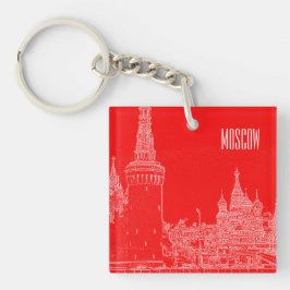 Moskou Sint-Basilkathedraal Roodplein Schets Sleutelhanger