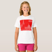 Moskou Sint-Basilkathedraal Roodplein Schets T-shirt (Voorkant volledig)