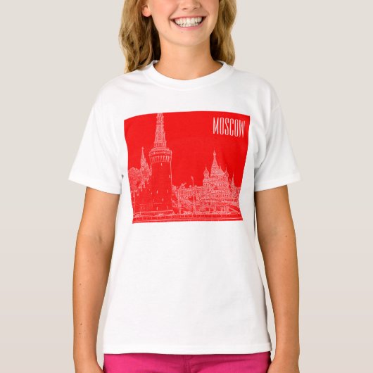 Moskou Sint-Basilkathedraal Roodplein Schets T-shirt (Voorkant)