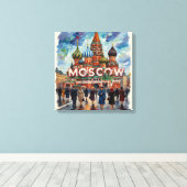 Moskou St. Basilius Skyline Scene Canvas Kunst (Insitu (Houten vloer))