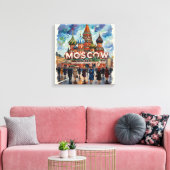Moskou St. Basilius Skyline Scene Canvas Kunst (Insitu (Woonkamer))