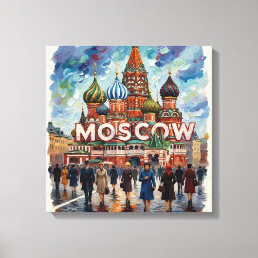 Moskou St. Basilius Skyline Scene Canvas Kunst (Voorkant)