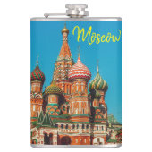 Moskou St Basil's Cathedral Rode Plein Heupfles (Voorkant)