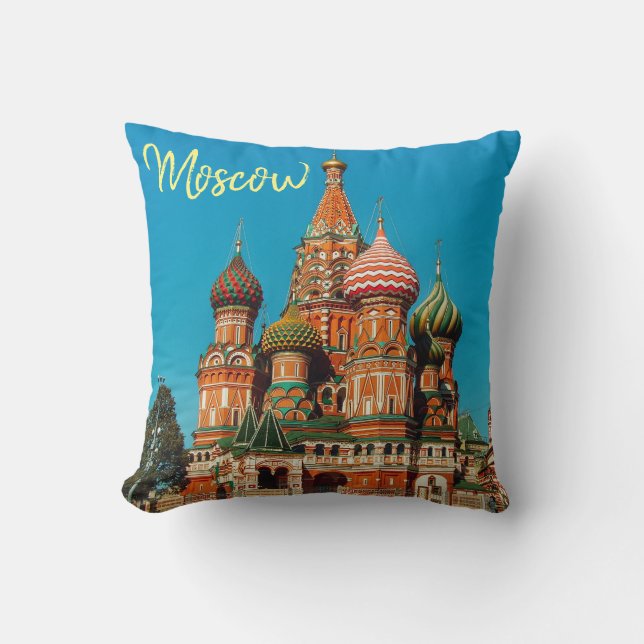 Moskou St Basil's Cathedral Rode Plein Kussen (Voorkant)