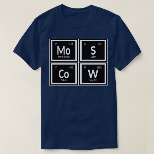 Moskou Stad Periodieke Tabel van Elementen T-shirt (Design voorkant)