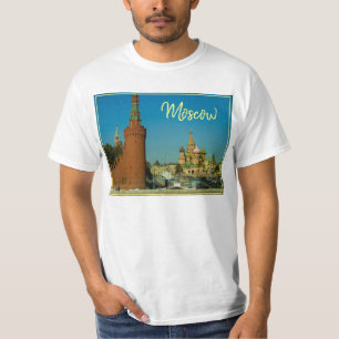 Moskou Stad St. Basiliuskathedraal Landschap T-Shi T-shirt