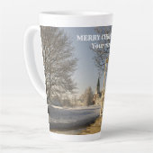 Moskou. Winter. leeuwenbeeldhouwkunst Latte Mok (Linkerhoek)