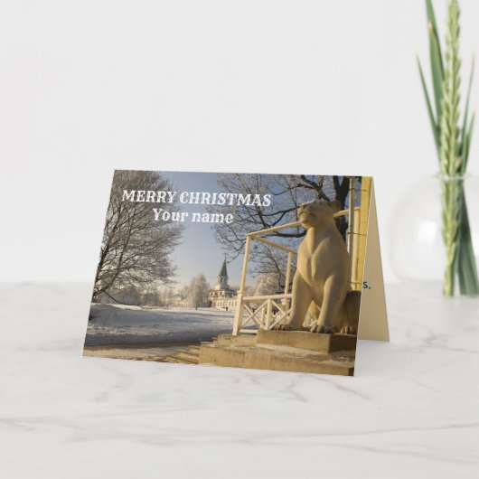 Moskou. Winter. leeuwsculptuur Geese witte kaart (Voorkant)