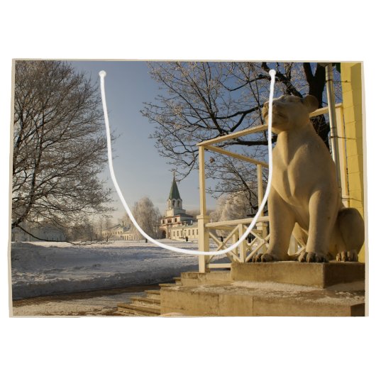 Moskou. Winter. leeuwsculptuur. Groot Cadeauzakje (Achterkant)