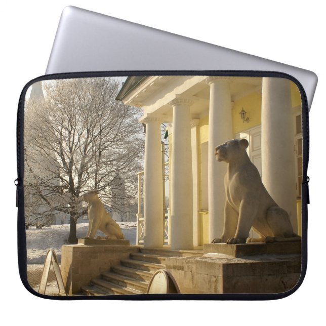 Moskou. Winter. leeuwsculptuur. Laptop Sleeve (Voorkant)