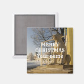 Moskou. Winter. leeuwsculptuur Magneet (Voorkant / Achterkant)