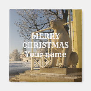 Moskou. Winter. leeuwsculptuur Magneet