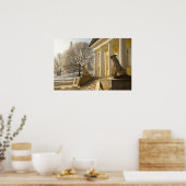 Moskou. Winter. leeuwsculptuur. Poster (Keuken)