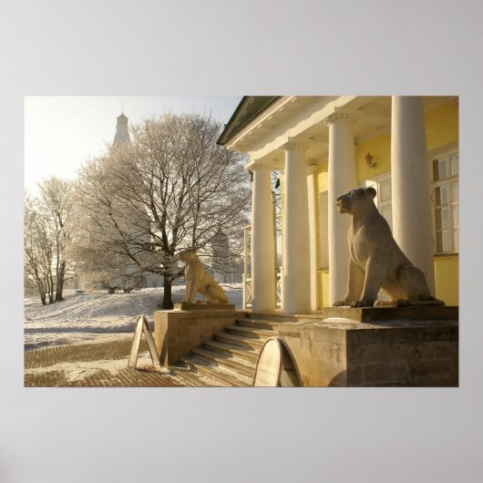 Moskou. Winter. leeuwsculptuur. Poster (Voorkant)
